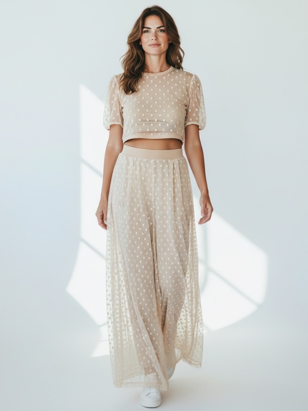 Two piece polka dot pants set